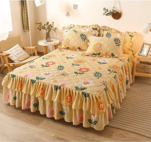 Miniatura 9 de Juego de falda de cama con volantes de 3 piezas, 3 piezas, cobertura lateral de 15.7 pulgadas, suave y cálido