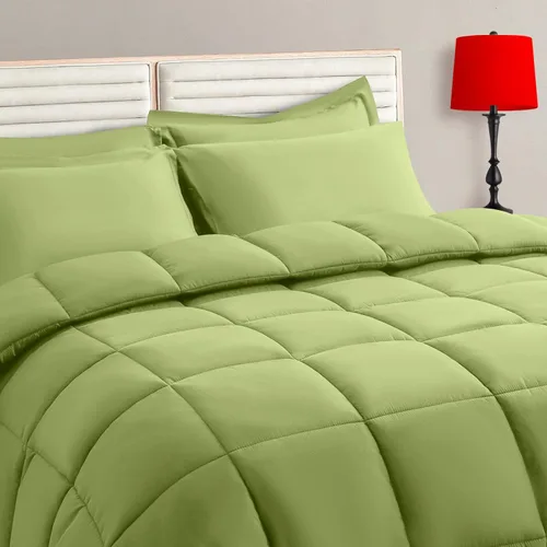 Miniatura 25 de TAIMIT Juego de edredón blanco tamaño King de 7 piezas, juego de cama en una bolsa con edredón reversible suave acolchado cálido y esponjoso