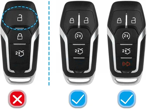 Miniatura 6 de NewYall Funda de llave inteligente de fibra de carbono con llavero para Ford Edge F-150 F-250 Super Duty Mustang 2015-2017 Explorer 2016-2017 Fusion