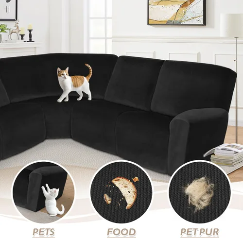 Miniatura 172 de Arfntevss Fundas de sofá seccional reclinable de terciopelo, Funda de sofá seccional de esquina para sofá reclinable, Funda elástica suave
