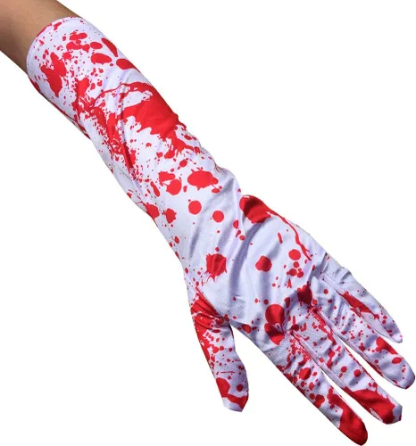 Miniatura 3 de NUOBESTY Guantes de terror novedosos para decoración de fiesta de Halloween, 1 par, Blanco y rojo