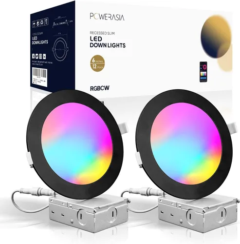 Miniatura 11 de 2 Pack de iluminación LED empotrable inteligente negra de 4 pulgadas, luces LED empotrables ultradelgadas de 4 pulgadas de 9 W, 850 lúmenes
