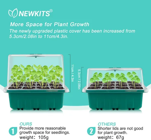 Miniatura 2 de Bandeja de inicio de semillas con luz de crecimiento, kit de inicio de semillas, bandejas de inicio de germinación de plantas con cúpula de humedad