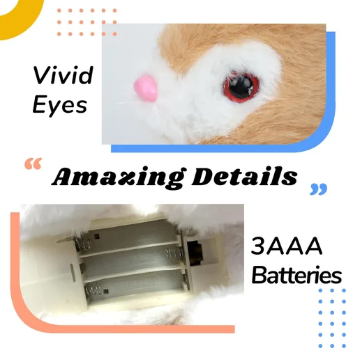 Miniatura 4 de Hopearl Juguete electrónico interactivo de conejo de peluche LED Hopping Rabbit Repeat What You Said para mascotas, juguete animado que canta, habla