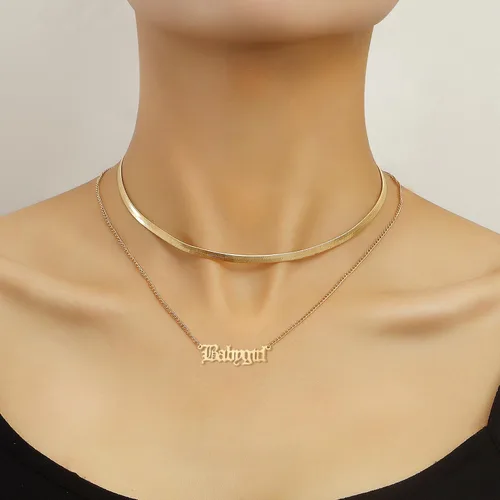 Miniatura 3 de Aretes de aro de bambú para mujer, de acero inoxidable, estilo de letra inglesa, estilo de los años 8090, accesorio para disfraz, conjunto de joyas