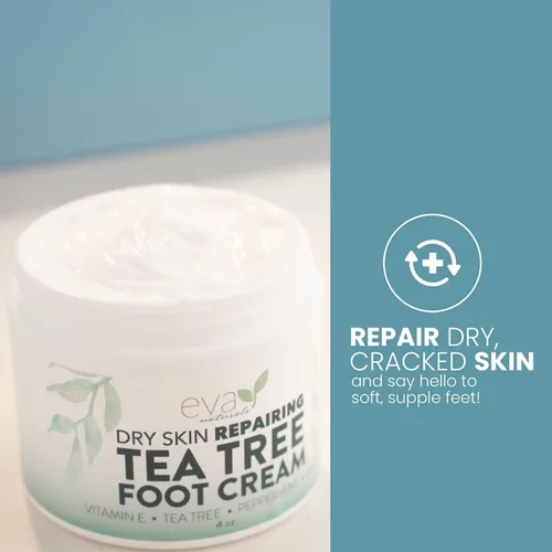 Miniatura 4 de Eva Naturals Crema de pies de árbol de té – Loción hidratante para pies y bálsamo para talones y pies secos y agrietados con menta, mentol, menta