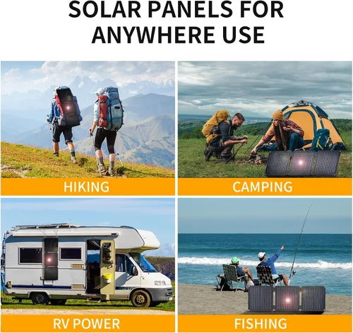 Miniatura 5 de Panel Solar Portátil de 30W, Cargador de Paneles Solares Plegables para Camping, Senderismo, Actividades al Aire Libre, Kit de Panel Solar