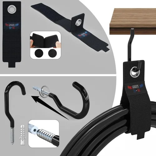 Miniatura 6 de 3-H Ganchos de pared de garaje resistentes, paquete de 31, ganchos de almacenamiento antideslizantes con revestimiento de PVC, organizador de carga