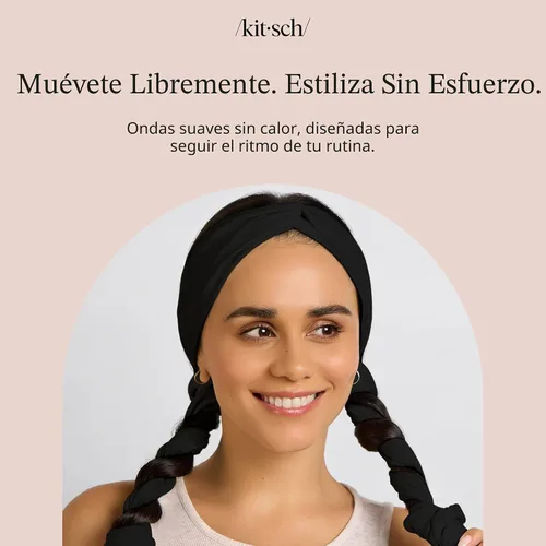 Miniatura 8 de Kitsch Set & Flow Active - Diadema rizadora sin calor para mujer, logra rizos sin calor durante la noche, sin daños por calor, rizadores sin calor