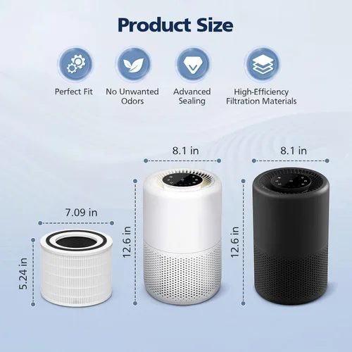 Miniatura 9 de Paquete de 2 filtros de repuesto Core 200S, compatibles con LEVOIT Core 200S Core 200S-P Smart WiFi purificador de aire, comparar la pieza # Core