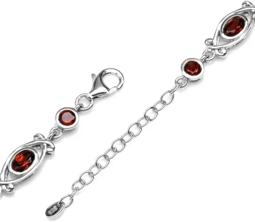 Miniatura 3 de Silvershake Pulsera ajustable de plata de ley 925 chapada en oro blanco granate natural de 4.89 quilates, estilo victoriano de 6.5 a 8 pulgadas, Oro