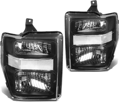 Miniatura 4 de DNA MOTORING HL-OH-FSUPER08-BK-AM Faros delanteros de repuesto negro ámbar compatibles con F-250 / F-350 / F-450 / F-550 Super Duty 08-10