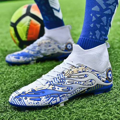Miniatura 6 de Zapatos de fútbol para hombre con tacos de caña alta AG para exteriores, para césped atlético, profesional, para jóvenes, niños, tenis de fútbol