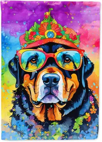 Miniatura 120 de Caroline's Treasures DAC2448GF - Bandera de jardín con diseño de perro afgano hippie Dawg, bandera decorativa para patio exterior, patio, obras