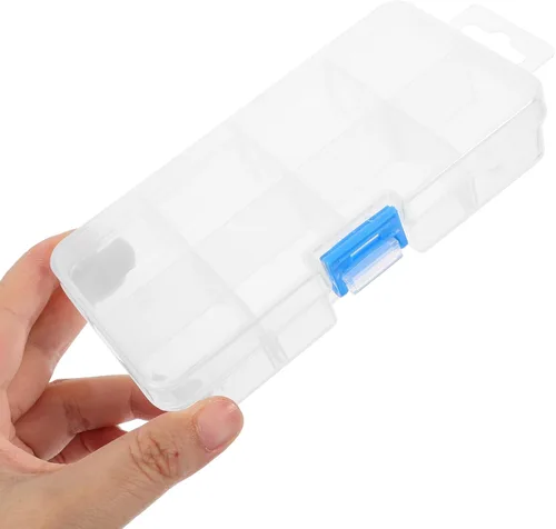 Miniatura 9 de Healifty Caja de herramientas transparente para arte de uñas, organizador de 8 ranuras con tapa, estuche de almacenamiento de manicura de plástico