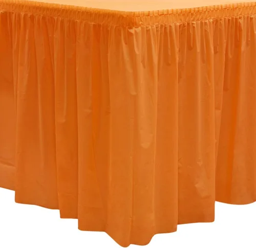 Miniatura 25 de Party Essentials Falda de mesa de plástico desechable resistente, 1 unidad, 29 pulgadas de ancho x 14 pies (168 pulgadas) de largo, amarillo