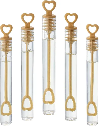 GIFTEXPRESS Varitas de burbujas para fiesta, paquete de 96 mini palitos de burbujas de 4.25 pulgadas de alto, color dorado, tubo de 0.2 onzas