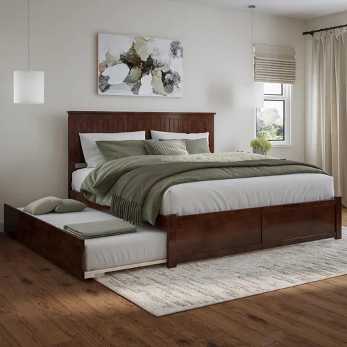Miniatura 22 de AFI Nantucket - Cama de plataforma tamaño King con estribo y cama nido individual XL en color gris
