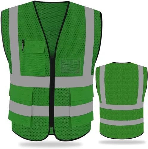 Miniatura 12 de FEimaX Chaleco de seguridad de alta visibilidad, chaleco de trabajo reflectante de malla para hombres y mujeres con bolsillos y cremallera, cumple