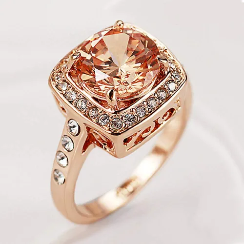 Miniatura 4 de Acefeel Anillos brillantes amarillos del topacio de la circona cúbica para las mujeres 18K chapado en oro rosa, Circonita, oro blanco, cobre, oro