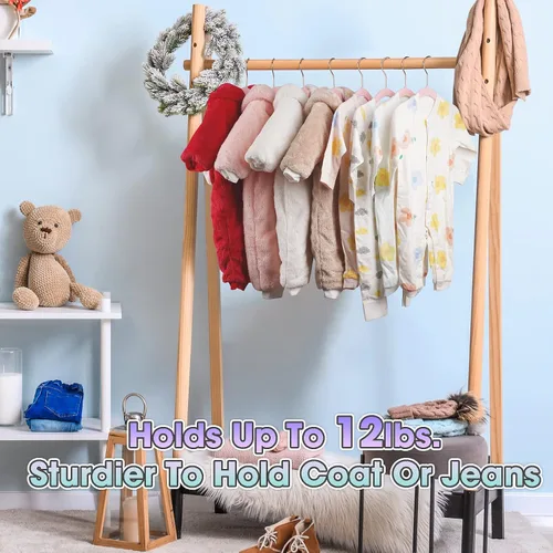 Miniatura 5 de Perchas de terciopelo para bebé, paquete de 50 unidades, 11.4 pulgadas, perchas antideslizantes para ropa de bebé, perchas resistentes para bebés
