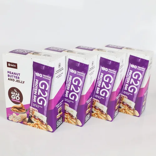Miniatura 4 de G2G Barra de proteínas, mantequilla de maní y gelatina, aperitivo saludable, delicioso reemplazo de comidas, sin gluten, ingredientes limpios