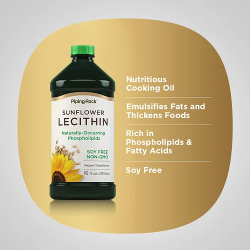 Miniatura 4 de Piping Rock Suplemento líquido de lecitina de girasol Aceite de 16 onzas Fosfolípidos naturales Vegano, sin soja, sin OMG, sin soja, sin gluten