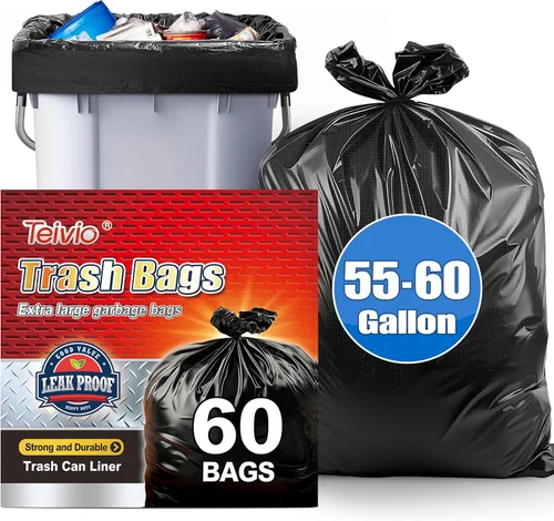 Miniatura 10 de Bolsas de basura de Teivio, 2 galones, 320 unidades, bolsas de basura resistentes, bolsas de basura transparentes para papeleras de baño, bolsas