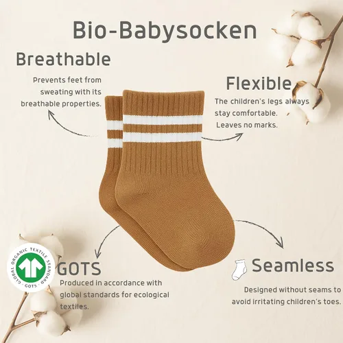 Miniatura 3 de bistyle Calcetines tobilleros con agarre para bebé, 6 pares, calcetines de algodón orgánico para recién nacidos, calcetines para niños y niñas