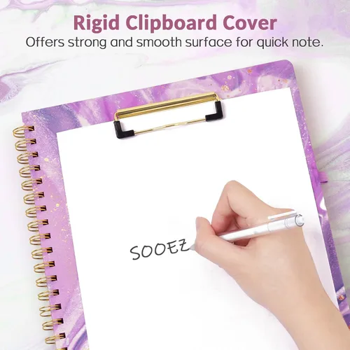 Miniatura 4 de Sooez Folio portapapeles con bloc de notas recargable, carpeta con 10 bolsillos de almacenamiento para tamaño carta, cuaderno portapapeles