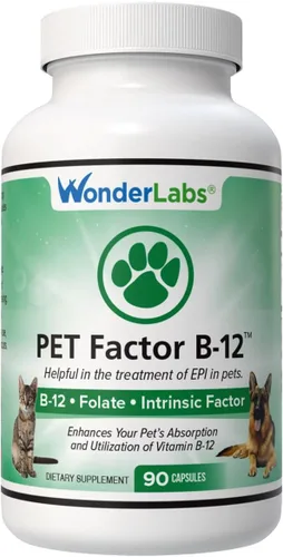 Wonder Laboratories Pet Factor B-12 | Vitamina B-12 en forma de metilcobalamina | Popular en el tratamiento de EPI en perros 180 cápsulas