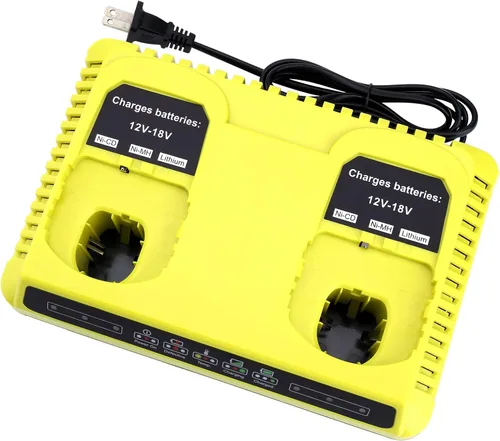 Cargador rápido P117 de 2 puertos para batería Ryobi 18V ONE+ Max Lithium P100 P102 P103 P105 P107 P108 P117 P118 12V-18V Li-Ion NiCd NiMh Batería