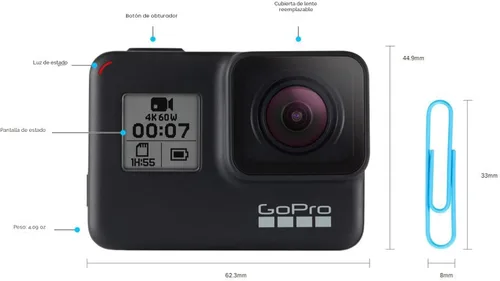 Miniatura 3 de GoPro Hero7 Black - Cámara de acción impermeable con pantalla táctil 4K Ultra HD Video 12MP Fotos 720p Estabilización de transmisión en vivo