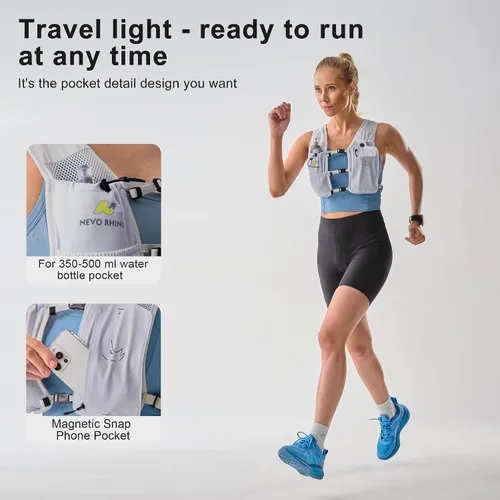 Miniatura 3 de Chaleco para correr con Botella Blanda de 350 ML de TPU, Chaleco Pequeño de Agua para Correr - Correas de Pecho Ajustables, Chaleco Ligero