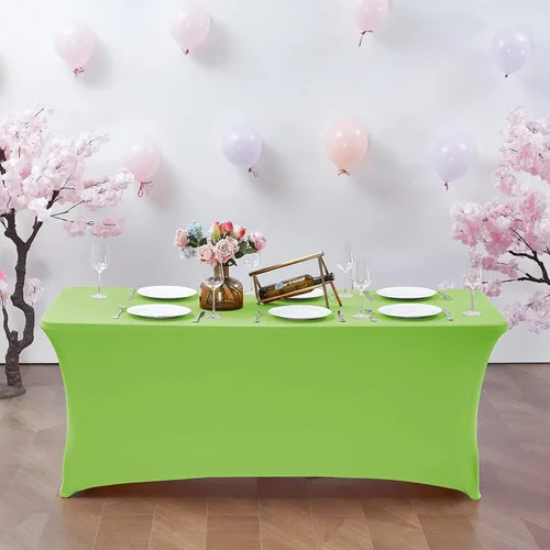 Miniatura 8 de CWK - Funda de mesa de elastano elástica para mesas plegables rectangulares, resistente a las arrugas, elástico y protector de mantel de patio