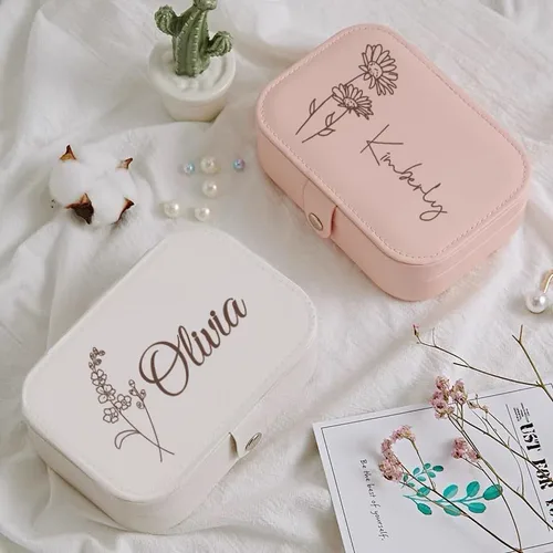 Miniatura 3 de Joyero personalizado de regalo para mujer, estuche de joyería de viaje personalizado, organización, cuero, personalizado, cumpleaños, aniversario