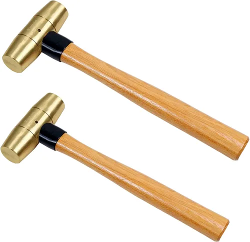Miniatura 13 de WEDO Martillo de latón de 16 onzas, martillo de mazo de latón macizo con mango de fibra de vidrio, cabeza de doble cara, longitud de 12 pulgadas