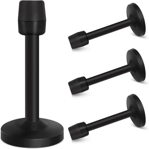 Miniatura 12 de Topes de puerta de 5 pulgadas de largo, tope de puerta negro para montaje en pared, de acero inoxidable, rígido, sin olor, punta de goma resistente