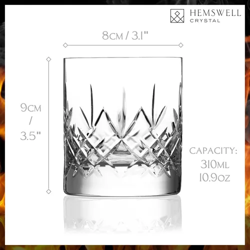 Miniatura 4 de Vaso de Whiskey Individual – Vaso Old Fashioned para Hombres – 11oz Un Vaso Bajo de Cristal Tumbler con Base Sólida y Borde Fino – Vaso de Bourbon