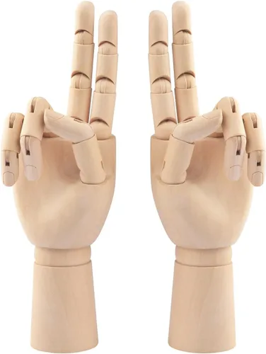 Miniatura 9 de Modelo de mano de madera, 4 piezas, 12 pulgadas, mano izquierda y derecha, figura de maniquí para exhibición de joyas a mano, decoración, bocetos
