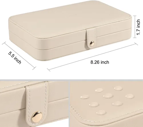 Miniatura 6 de LANDICI Joyero pequeño para mujeres y niñas, estuche organizador de joyas de viaje de piel sintética, soporte portátil de almacenamiento de joyas