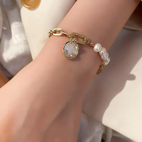 Miniatura 5 de Delicadas pulseras de oro para mujer, pulseras de perlas de agua dulce con caja de regalo, juego de pulseras impermeables ajustables, regalos