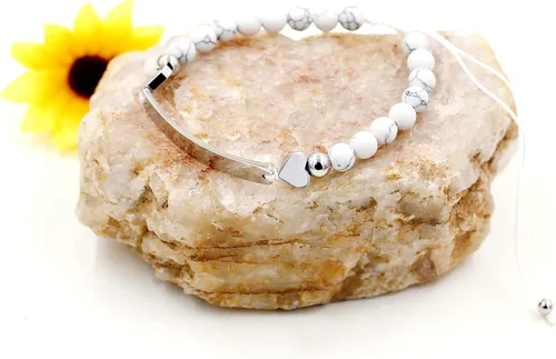 Miniatura 4 de Pulsera de identificación con nombre personalizado de 0.236 in, pulsera trenzada de piedra turquesa blanca para hombres, mujeres, mejores amigos