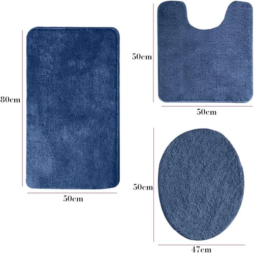 Miniatura 3 de MIFXIN Juego de 3 alfombras de baño peludas antideslizantes rectangulares de 20 x 31 pulgadas, alfombra de piso en forma de U de 20 x 20 pulgadas