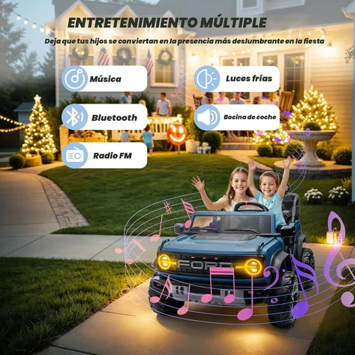 Miniatura 5 de ENYOPRO coche de 2 plazas para niños de 24V con licencia Ford Bronco Raptor, camioneta eléctrica de juguete con control remoto, absorción de Azul