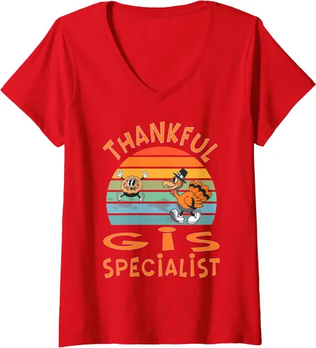 Miniatura 5 de Womens GIS Specialist Job Funny Thanksgiving V-Neck T-Shirt