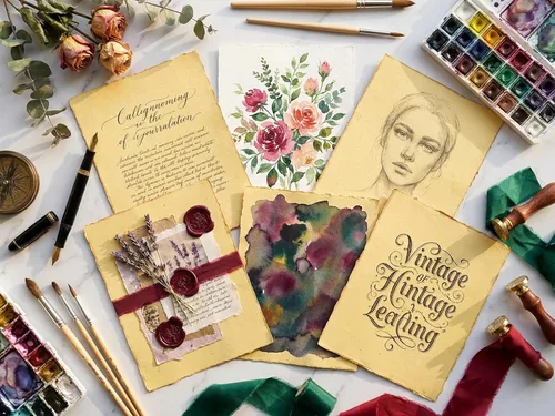 Miniatura 4 de Papel de acuarela – 50 hojas de 5.29 oz/m² de algodón virgen grueso hecho a mano con bordes deckled (antiguo/vintage, 7 x 5)