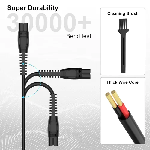 Miniatura 5 de Paquete de 2 cargadores de cable de 5 V compatibles con Phillips Norelco One Blade 360 MG5910, MG7910, 2400, 3600, MG9510, X5006, PQ888, cable