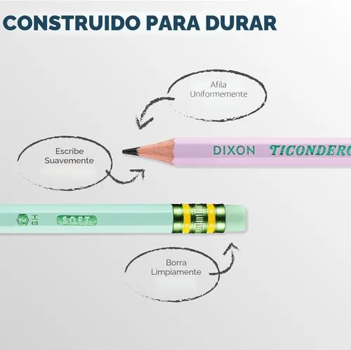 Miniatura 4 de Ticonderoga® Lápices pastel, 2 suaves, colores surtidos, paquete de 10 lápices