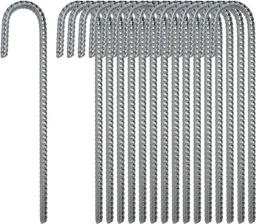 Miniatura 25 de Pinnacle Mercantile - Juego de estacas de refuerzo con extremo en forma de gancho, resistentes, acero inoxidable, 12 pulgadas, punta cincelada
